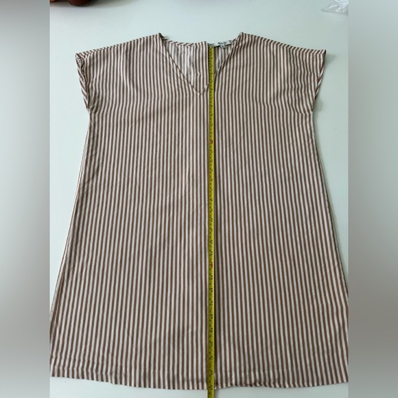 Madewell Button-Back Easy Shift Dress in York Stripe Earthen Clay Color Size XL - Picture 7 of 9